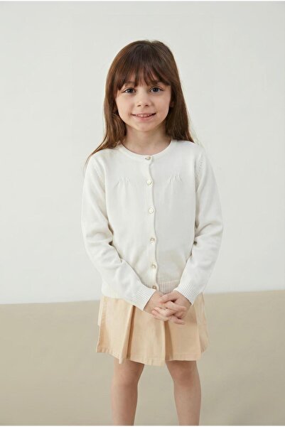 Çıtır Betüş Kids Pearl Girls' Buttoned Basic Knit Cardigan