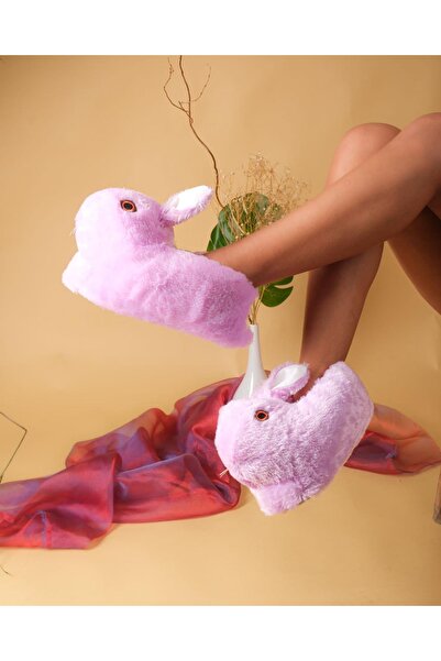 Esra hayvan figörlü panduf kışlık ev botu peluş tavşan panduf