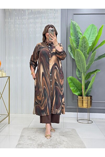 Modam Bella طقم تونيك كبير الحجم مع فتحة