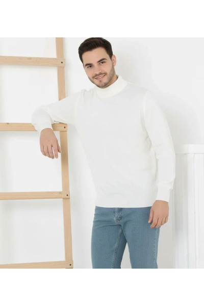 FRESCO SCARFS Men's Half Turtleneck Knitwear Sweater Soft Textured Cotton Fine Weave, Long Sleeve Comfortable Regular Fit - B