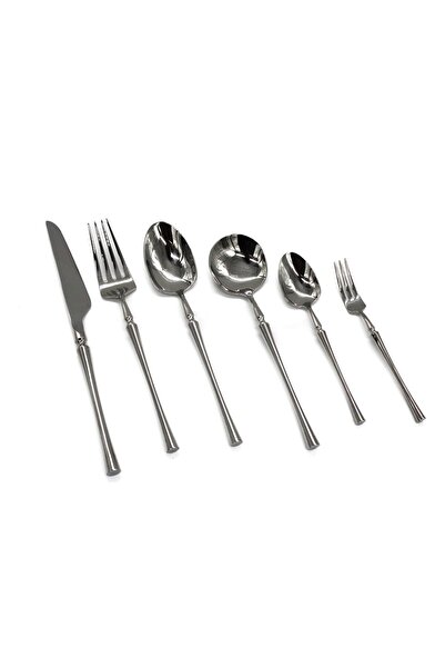 Mado Gallery Luxury Stainless Steel Cutlery Set of 6, Mirror Polished, Dishwasher Safe GiftBox Flatware silver