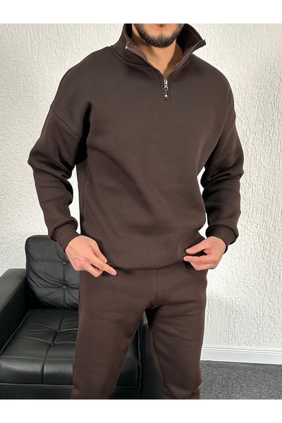 tetramoda Φούτερ με μισό φερμουάρ με τρεις κλωστές