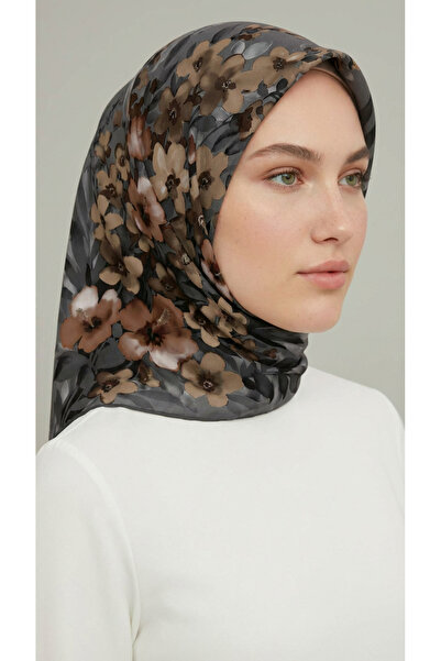 Karaca Eşarp Φουλάρι από ραγιόν με σχέδιο λουλουδιών - Γκρι ανθρακί