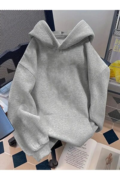 CLASSY.MODA Φούτερ Unisex Unprinted oversized με κουκούλα