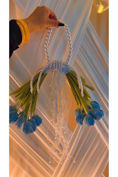 ADA HOME COLLECTION SHOP YENİ TREND GELİN ÇİÇEK BUKETİ İNCİLİ ŞAKAYIK MODEL