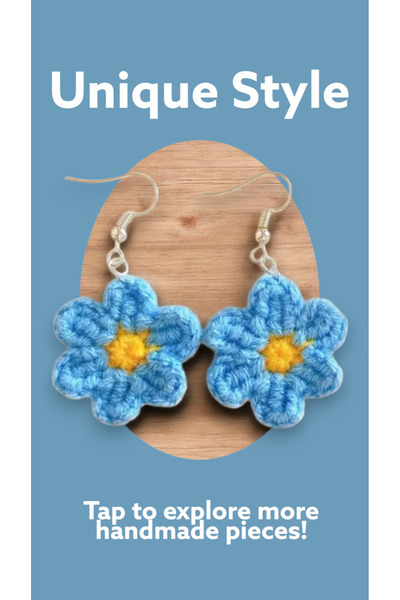 ORGANICYOU Yangsonghua Cute Earrings, Knitted Flower Design, Choose Your Colo...
