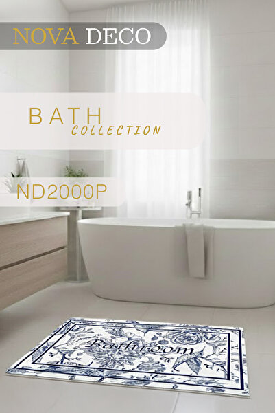 Nova Deco Vintage Floral Pattern Decorative Bath Mat - Non-Slip Base Soft Tex...