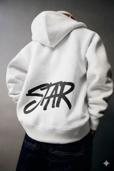 CLASSY.MODA Φούτερ Unisex oversized με κουκούλα της μάρκας Hover Star με τύπωμα