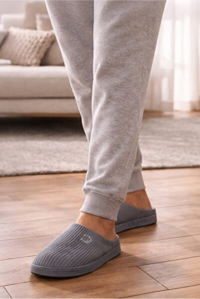 Wordex Aur121 Embroidered Corded Fabric Patterns Comfortable Soft Sole Winter Home Slippers with Fur Inside