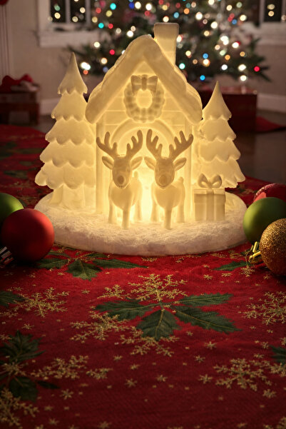 MotorFigürShop LED Aydınlatmalı Noel Geyik Evi Dekoru