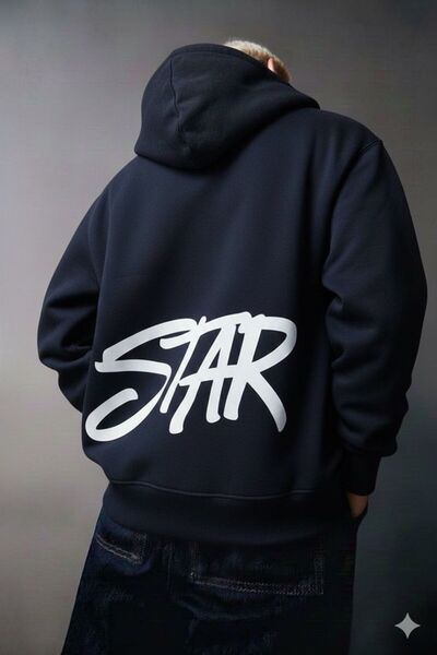 CLASSY.MODA Φούτερ Unisex oversized με κουκούλα της μάρκας Hover Star με τύπωμα