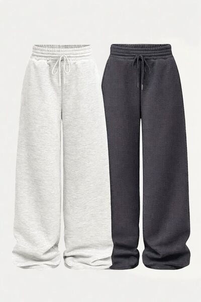 Le Vion Women's 2-Piece Black + Gray Sweatpants Set, Loose Leg, Baggy, Plus S...