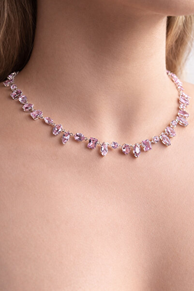 HOUSEKİ قلادة كريستال حجرية باللون الوردي