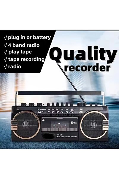 Allians Kablosuz Bluetooth Müzik Seti, FM Radyo, USB/MP3, Retro Teyp ve Kaset Çalar