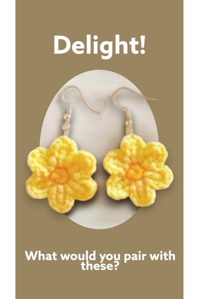ORGANICYOU Yangsonghua Cute Earrings, Knitted Flower Design, Choose Your Colo...