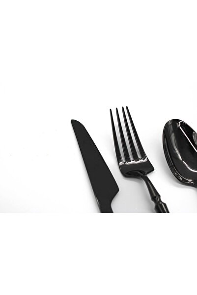 Mado Gallery Luxury Stainless Steel Cutlery Set of 6, Mirror Polished, Dishwasher Safe GiftBox Flatware Black