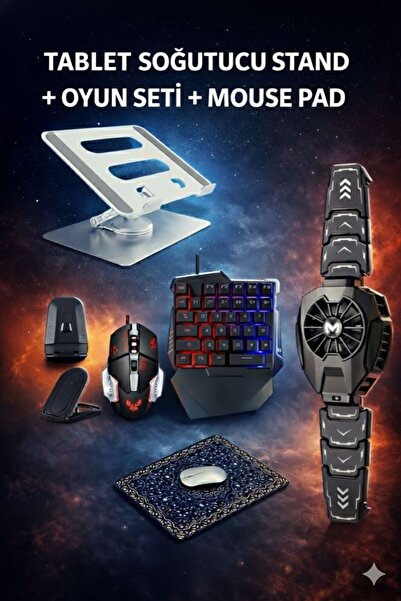 Nomker ZTE RedMagic Astra 9.06'' Uyumlu Tablet Oyun Seti Fan 360° Stand Mekanik Klavye Mouse
