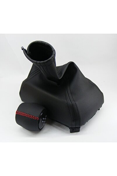 AutoAll Opel Vectra a & Tigra a Leather Gear Shift Knob and Boot Set (Red Stitched)