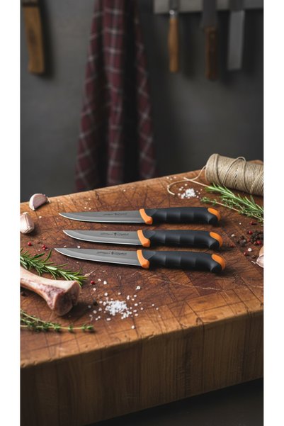 Yatağan Zeybek 3-Piece Stainless Steel Kitchen and Butcher Knife Set
