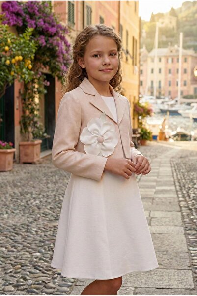 Pamina فستان وسترة أنيقة للفتيات من عمر 8 إلى 15 سنة باللون البيج