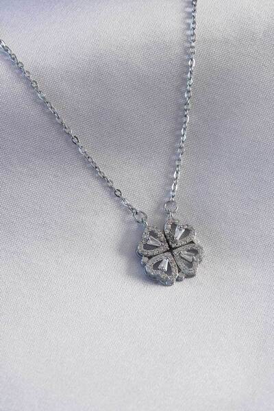 Angel Of Life 316L Steel Silver Color Pop up Clover Model Women's Necklace - ...