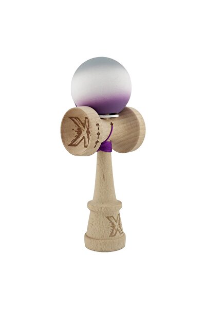 Flippy Kendama X Originala, Profesionala, Flippy, Rubber Grip, Cupe Mari KING SIZE V3, Gradient Gri/Alb/Mov