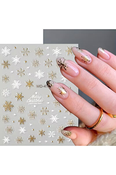 Takıtolia Çam Ağacı Kar Tanesi Yılbaaşı Yeni Yıl Noel 3d Tasarım Yapışkan Sticker Tırnak Dövmesi Nail Art-417