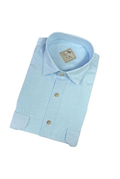 GÖMLEK GALERİSİ Classic Wide Cut Double Pocket Straight Long Sleeve Men's Shirt