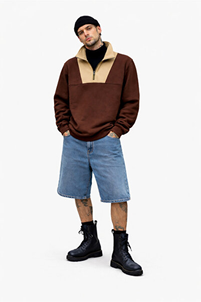 Vatkalimon Hanorac oversize unisex de culoare maro, cu interior gros din flee...