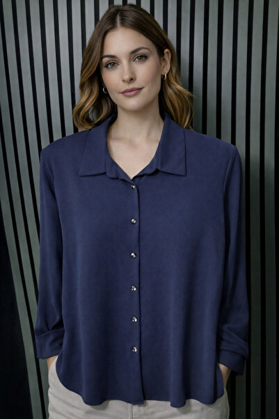 BY AKTEPE STORE Aria Basic Büyük Beden Kobe Krep Gömlek