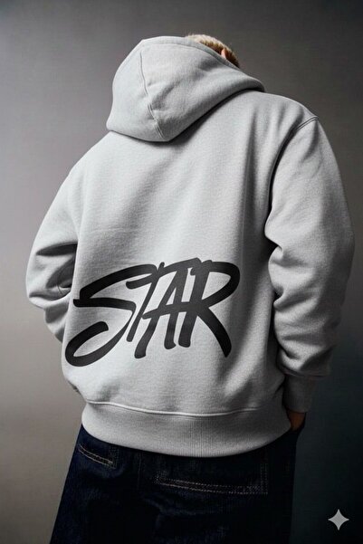 CLASSY.MODA Φούτερ Unisex oversized με κουκούλα της μάρκας Hover Star με τύπωμα