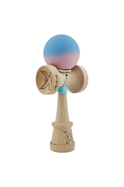 Flippy Kendama X Originala, Profesionala, Flippy, Rubber Grip, Cupe Mari KING SIZE V3,Gradient Albastru/Roz