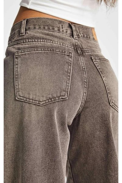 Fro line Women's Brown Washed Baggy Jeans Pants