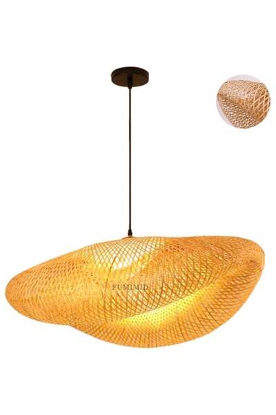 Generic Wooden Pendant Lamp Vintage Bamboo Lantern Ceiling Light Chandelier