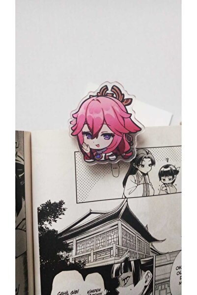 Atölye Moonlit Genshin İmpact Yae Miko Akrilik Kitap Ayracı Ataş Not Tutucu