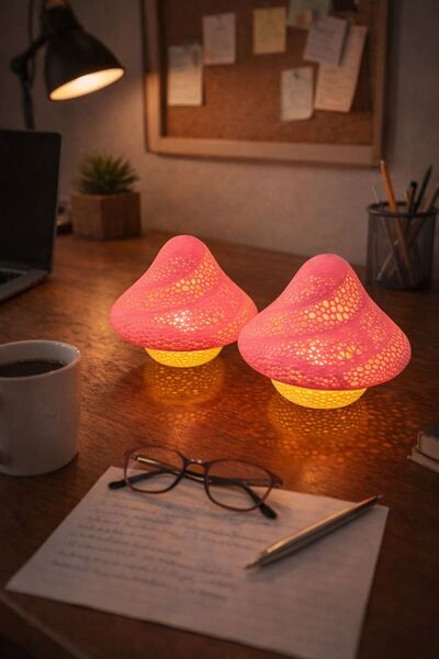 Miolette Mushroom Tasarım Dekoratif Mumluk (2 Adet)