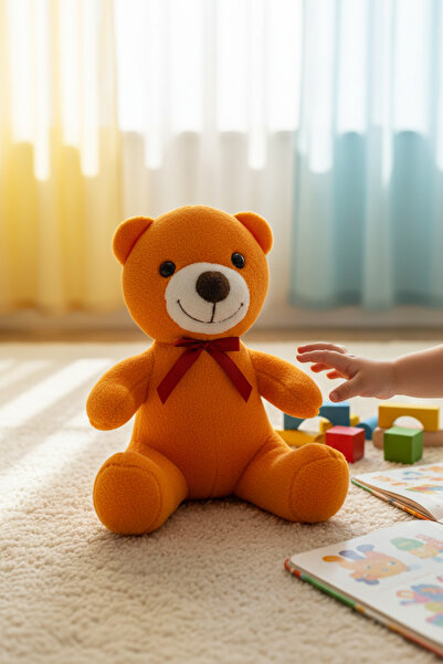 Maks Toys Peluş Turuncu Ayı Oyuncak & Uyku Arkadaşı 25 cm