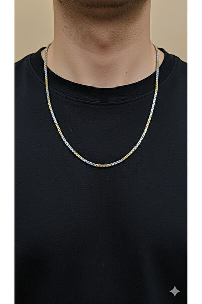 AURA قلادة من الفولاذ الذهبي والفضي على شكل عظم السمك