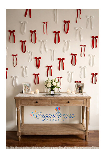 Organizasyon Pazarı Kırmızı Büyük Fiyonk -Arka Fon Süsleme Doğum Günü Evde Sö...