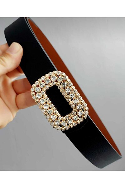 Mynoa حزام نسائي بإبزيم ذهبي مرصع بالأحجار، حزام للسترة، حزام للبنطلون