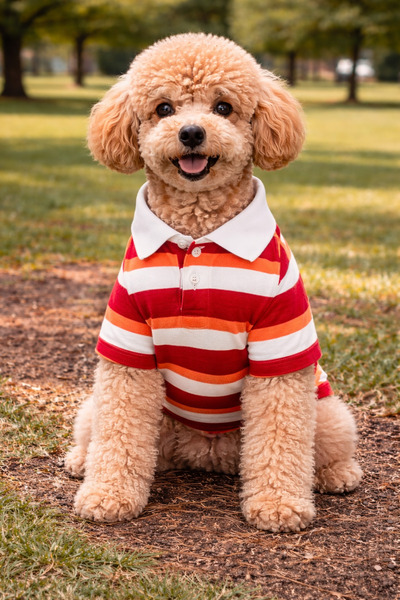 petite pati Polo yaka Kirmizi cizgili , Kışlık Köpek Kıyafeti