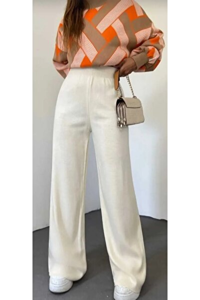 Esperar Pantaloni de damă din tricot cu picior larg și talie elastică pentru ...