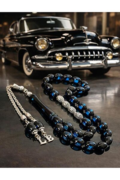 Doğaltaş Tesbihler sürmeli ateş kehrıbar tesbıh püskül gümüş ve harf isme öze...