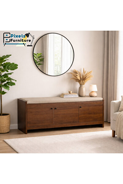PixelsFurniture Pixel Furniture wooden storage bench, multi-purpose with padded and removable top cushion