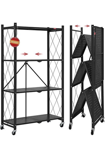 LAOBAN Foldable Storage Shelves 4 Tier Storage Racks Kitchen Cabinet Multipur...