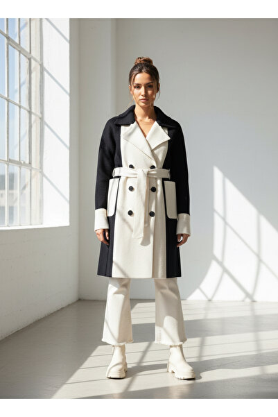 VETTA Double Color Belted Steel Mesh Thick Long Cardigan