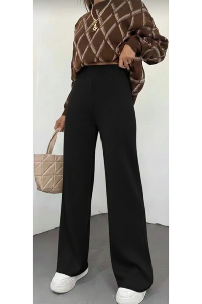 Esperar Kadın Kışlık Bol Paça Beli Lastikli Triko Pantolon