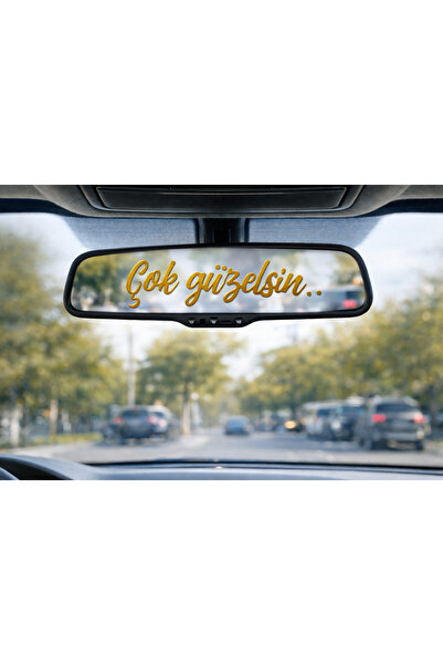 Kıvırcıkyoga Çok güzelsin gold sticker 8*3 ölçüsü araç motorsiklet ayna uyumlu