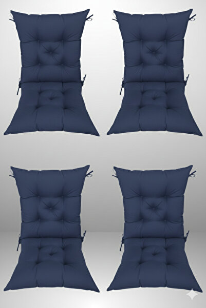 MİNDERHAN Backrest Chair Cushion 40X85 cm Cushion Dark Blue 4 Pieces