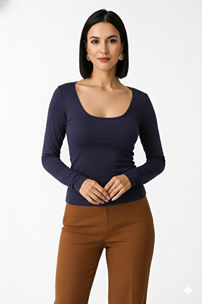 trendalisse Women's U Neck Modal Textured Soft Touch Blouse